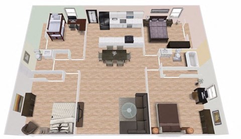 Pupukea Floor Plan | 1,025 Sq. Ft. at Palms of Kilani, Hawaii, 96786
