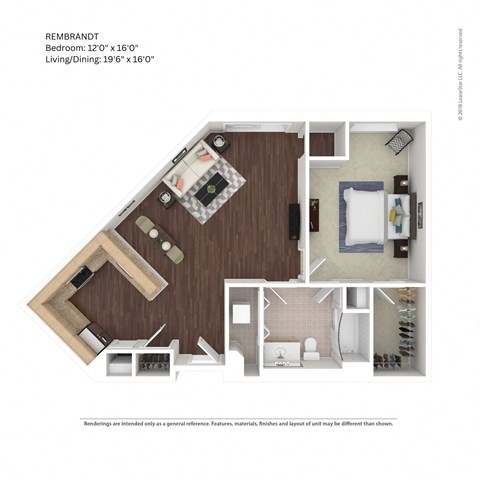 1 Bed 1 Bath Floor Plan | 900-941 Sq. Ft. at Avant at the Arboretum, Lisle, 60532