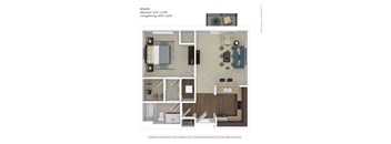 1 Bed 1 Bath Floor Plan | 783 Sq. Ft. at Avant at the Arboretum, Illinois