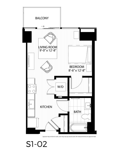 S1 floor plan | 520 Sq. Ft. at 365 Nicollet, Manchester , 55401