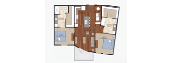 B10 Floor Plan | 1,054 Sq. Ft. at Abstract at Design District, Dallas, Texas, 75207