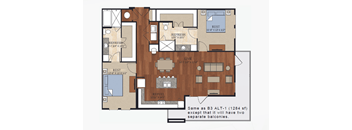 B3 Floor Plan | 1,284 Sq. Ft. at Abstract at Design District, Dallas, 75207