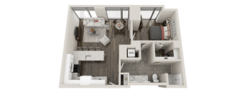 1 Bed 1 Bath Floor Plan | 829 Sq. Ft.
