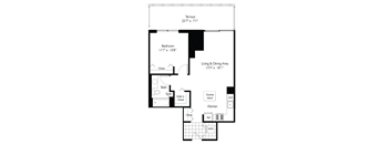 a floor plan of a 1 bedroom floor plan