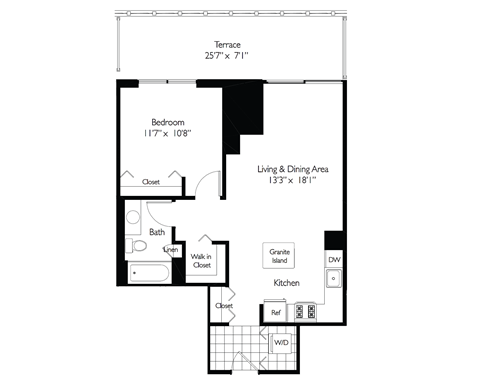 a floor plan of a 1 bedroom floor plan