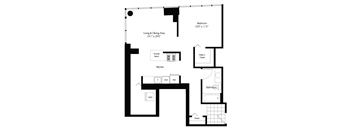 1 Bed 1 Bath Floor Plan | 795 Sq. Ft. at Shoreham and Tides, Chicago, Illinois 60601