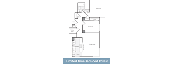 B1 2 Bed 1 Bath FloorPlan | 858 Sq. Ft. at Skye Apartments, Seattle, Washington