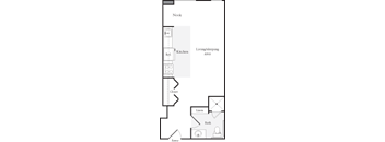 S2 Studio 1 Bathroom FloorPlan | 408 Sq. Ft. at Skye Apartments, Seattle
