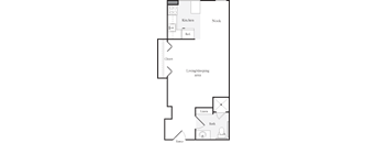 Studio 1 Bath FloorPlan | 442 Sq. Ft. at Skye Apartments, Washington 98121