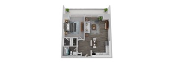 1 Bed 1 Bath Floor Plan | 685 Sq. Ft. at The Rays at Vegas Towers Apartments, Las Vegas, NV 89119