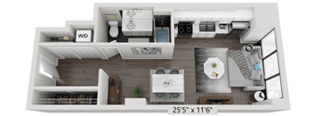 Studio A Floor Plan | 549 Sq. Ft. at The Montrose Apartments in Chicago, IL