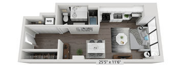 Studio C Floor Plan | 556 Sq. Ft. at The Montrose Apartments in Chicago, IL