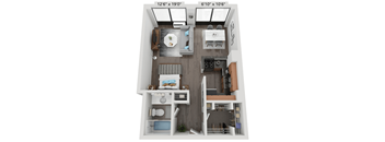Studio Floor Plan | 560 Sq. Ft. at The Montrose Apartments in Chicago, IL