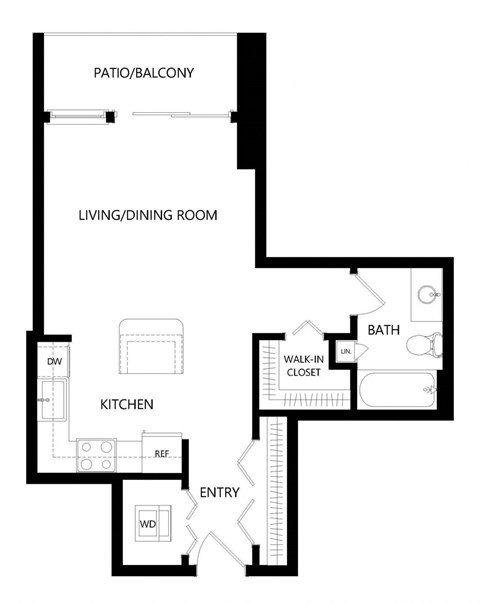 Shoreham | 0 Bed | 1 Bath | Studio 08 at Shoreham and Tides, Chicago, 60601