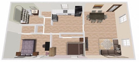 Sunset Floor Plan | 715 Sq. Ft. at Palms of Kilani, Wahiawa