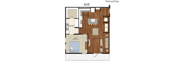 A10 Floor Plan | 835 Sq. Ft. at Abstract at Design District, Texas, 75207