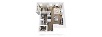 1 bed 1 bath D | 731  Sq. Ft. at The Merchant Apartments, Charleston, South Carolina