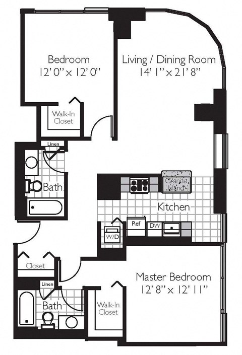 Shoreham | 2 Bed | 2 Bath | Two Bedroom 01 at Shoreham and Tides, Chicago, 60601