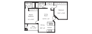 a floor plan of a house with a kitchen and a living room