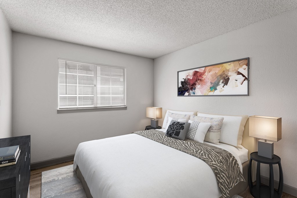 our apartments offer a bedroom with a king sized bed  at Verona, Littleton, CO, 80123