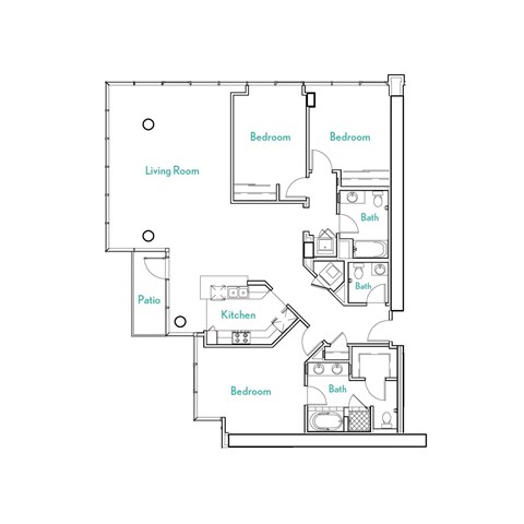 3 Bed 2.5 Bath Floor Plan | 1,615 Sq. Ft.  at Vue, San Pedro, CA, 90731