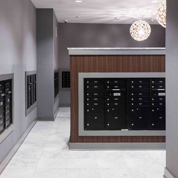 mail and package room at Abstract at Design District, Texas, 75207