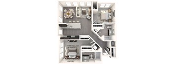 a floor plan rendering of the Douglass two bedroom floorplan Heights at Glen Mills, Glen Mills, PA