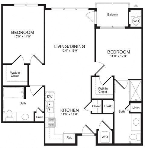 Ash Floor Plan | 1,049 Sq. Ft. at Heights at Glen Mills, Glen Mills, Pennsylvania