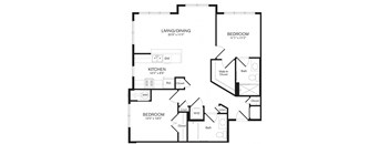a floor plan of the Cedar two bedroom apartment at Heights at Glen Mills, Glen Mills, PA