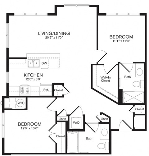 Cedar Floor Plan | 1,070 Sq. Ft. at Heights at Glen Mills, Glen Mills, PA