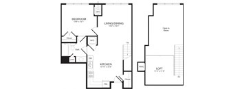 a floor plan of the Jasmine one bedroom apartment at Heights at Glen Mills, Glen Mills, PA