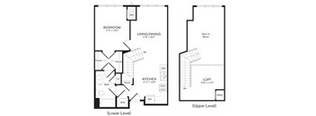 a floor plan of the Lily one bedroom apartment at Heights at Glen Mills, Glen Mills
