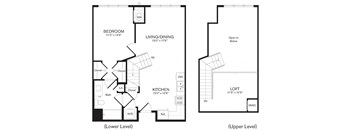 a floor plan of the Marigold one bedroom at Heights at Glen Mills, PA 19342