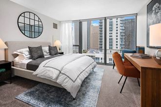 Floor-to-ceiling windows in Bedrooms at Shoreham and Tides, Chicago, 60601