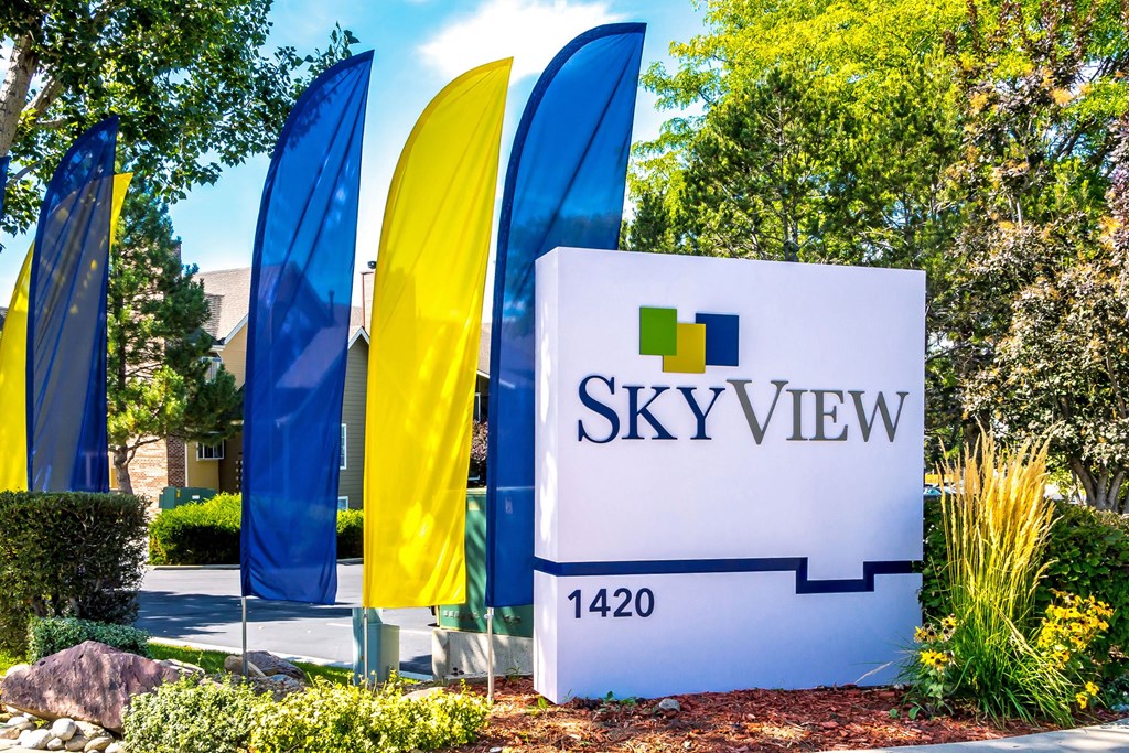 the sign for sky view at the campus of sky view medical center at Skyview Apartments, Westminster, 80234