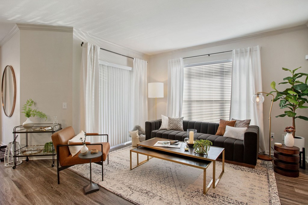 a living room with a couch and a coffee table