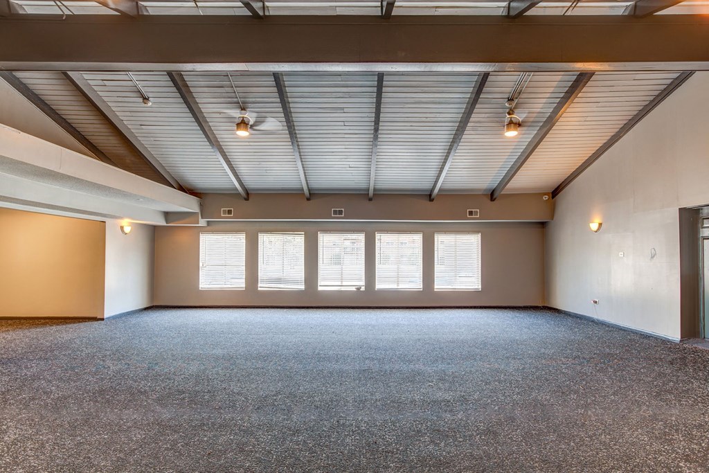 an empty room with windows and a carpeted floor at Willow Hill Apartments, Justice, IL
