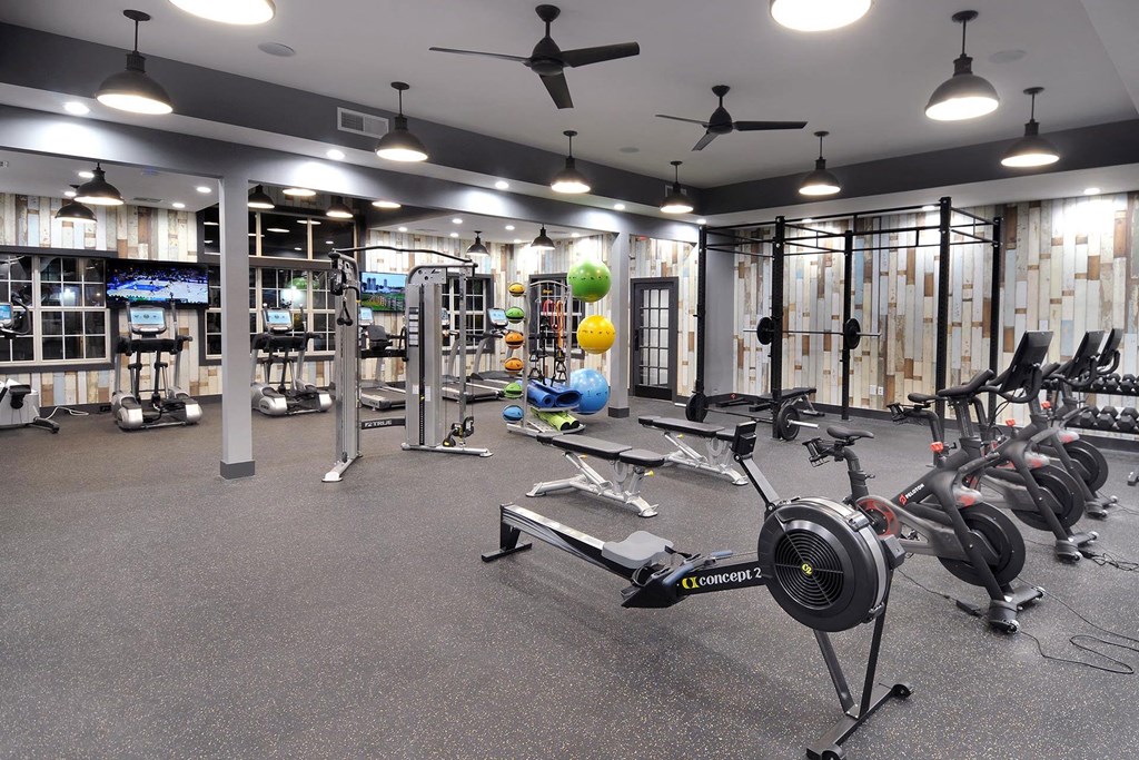 the gym at the flats at big tex apartments the gym at the flats at big tex apartments at Willowest in Lindbergh, Atlanta