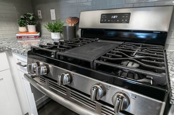 a close up of a stove top oven in a kitchen at Willowest in Lindbergh, Atlanta, Georgia