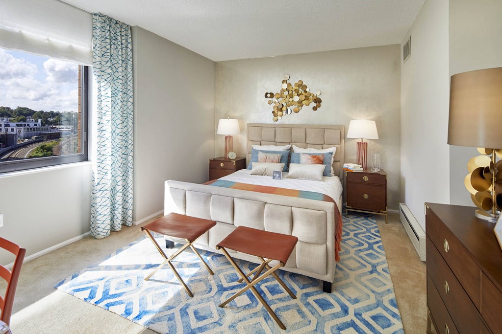 Spacious Bedroom With Comfortable Bed at 15 Bank Apartments, White Plains, NY, 10606