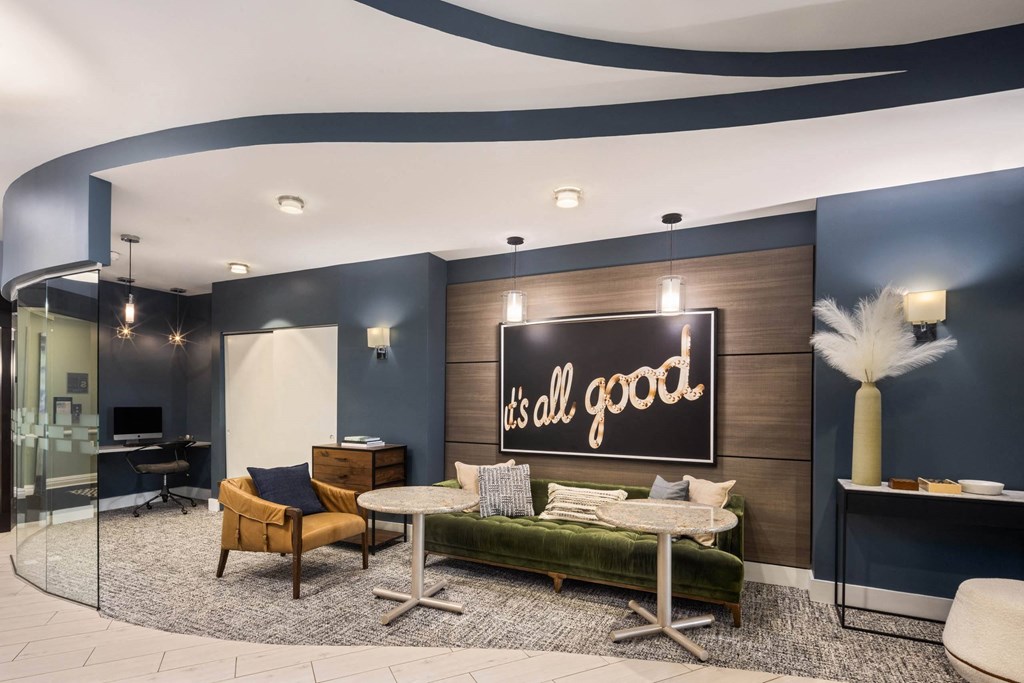 Inviting lobby room at 15 Bank Apartments, White Plains, New York