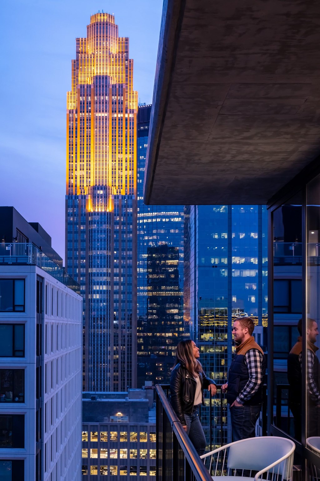 Balcony with view of the city at 365 Nicollet, Minneapolis, MN, 55401