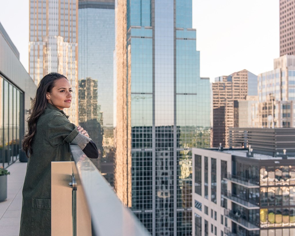 Balcony with a view of cityscape at 365 Nicollet, Minneapolis, MN, Manchester
