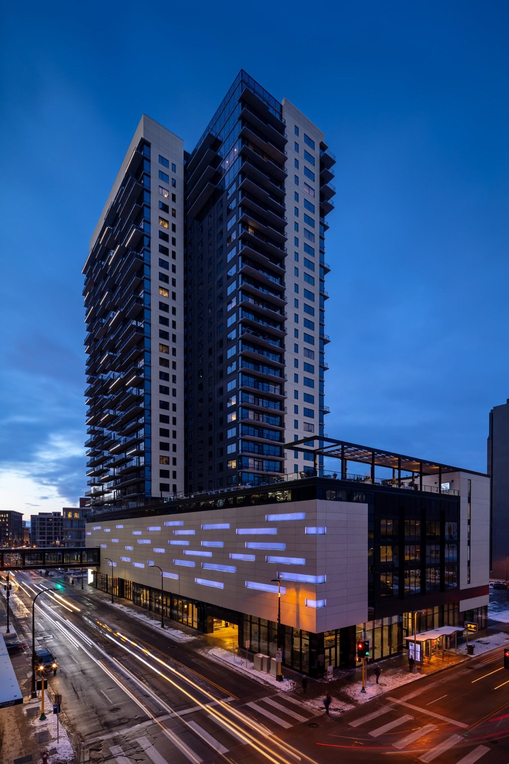 City view in the night at 365 Nicollet, Minneapolis, 55401