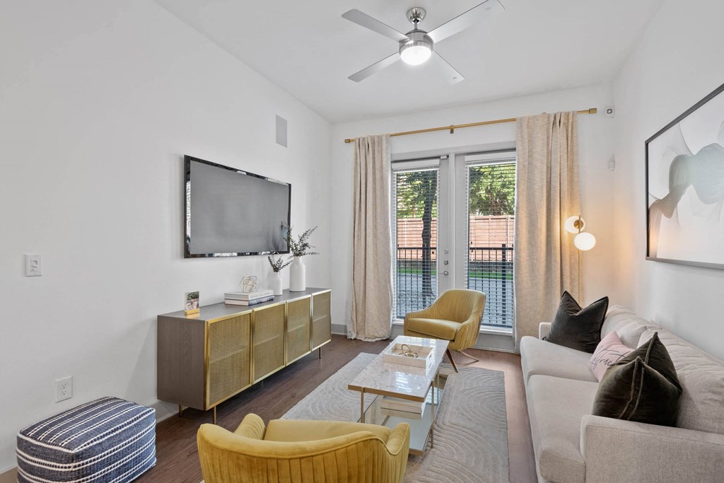 Living Room Flooded with Natural Light  at Abstract at Design District, Dallas, Texas