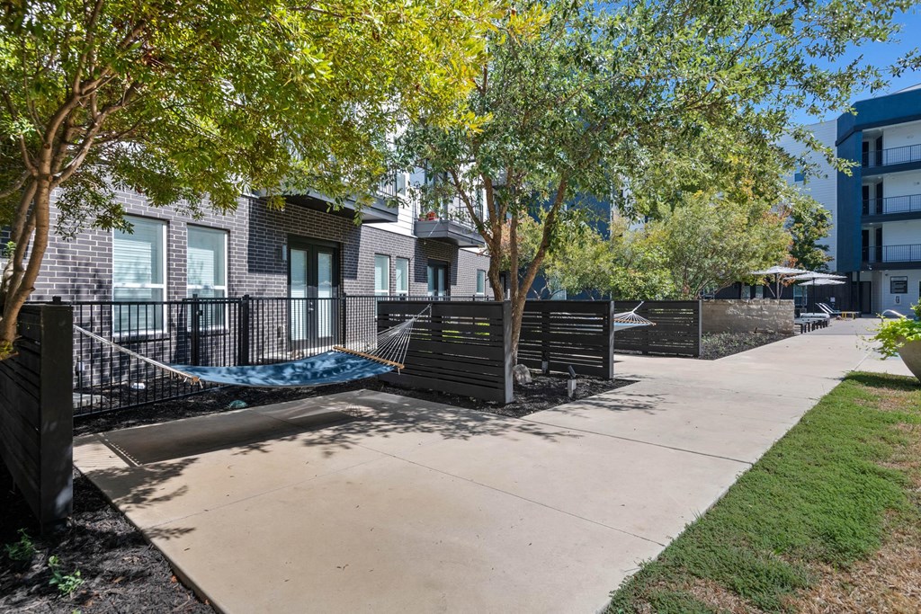 Hammocks to lounge in at Abstract at Design District, Dallas, 75207