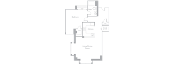 A6 One Bedroom One Bath Floor Plan | 955 Sq. Ft. at Amelia, Quincy, MA, 02169