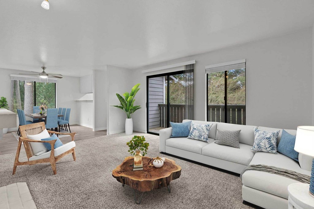 Modern Living Room at Brackett Apartments, Washington, 98020