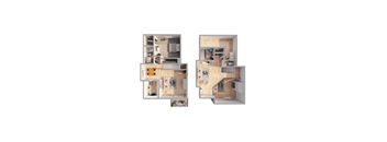 1 Bed  2 Bath Floor Plan | 1,627 Sq. Ft. at Ashford Belmar Apartments, Lakewood, CO