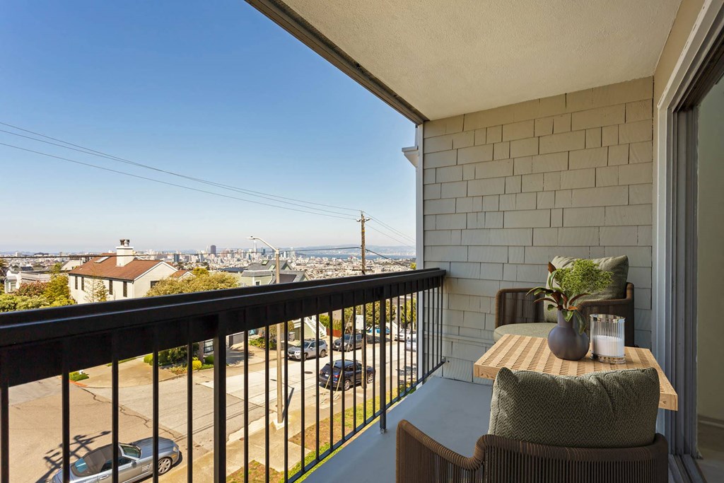 a balcony with a view of the city at Delphine on Diamond, San Francisco, California